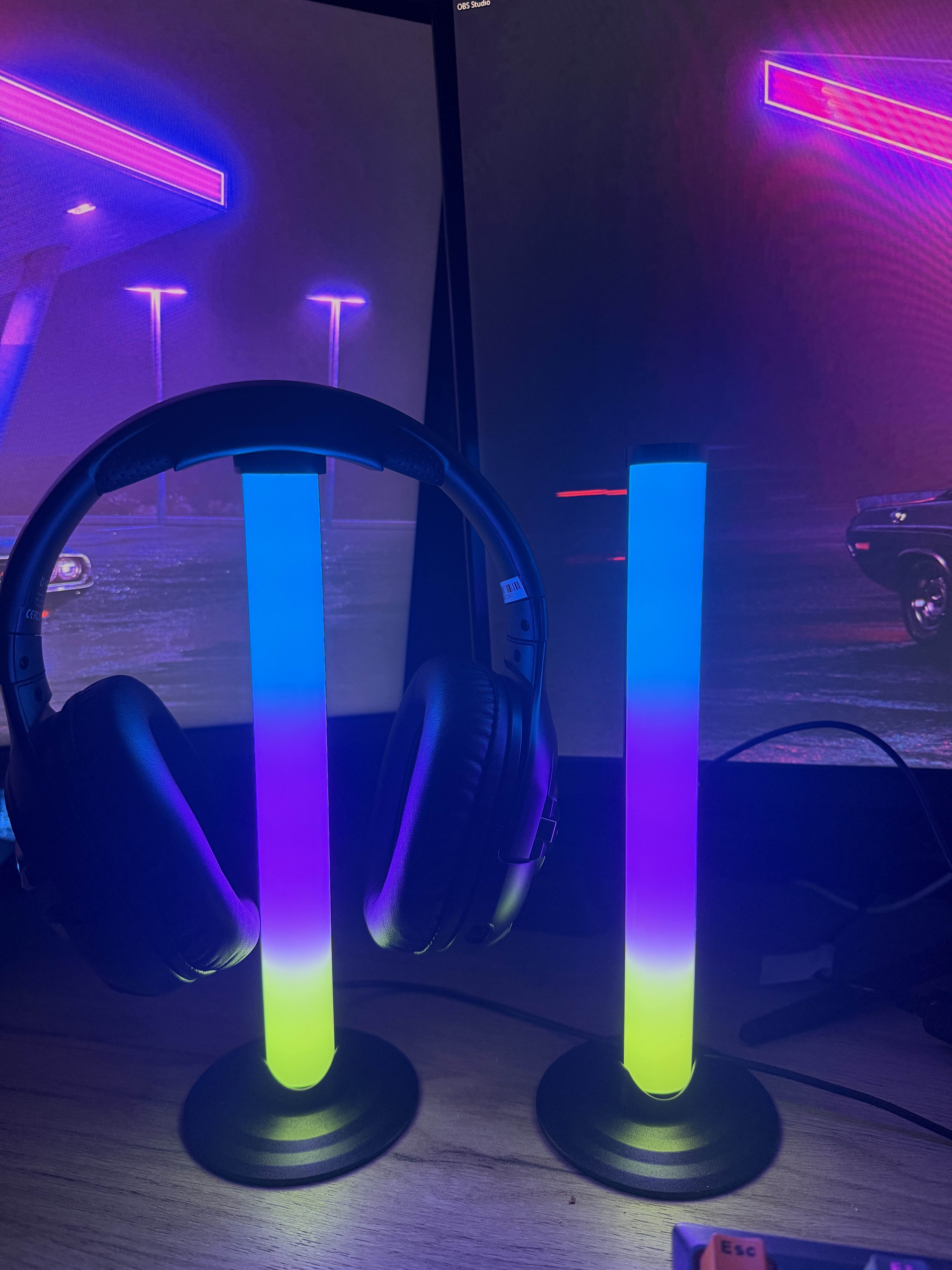 Set Lămpi LED RGB Ambientale cu Suport Căști – Iluminare Decorativă Gaming